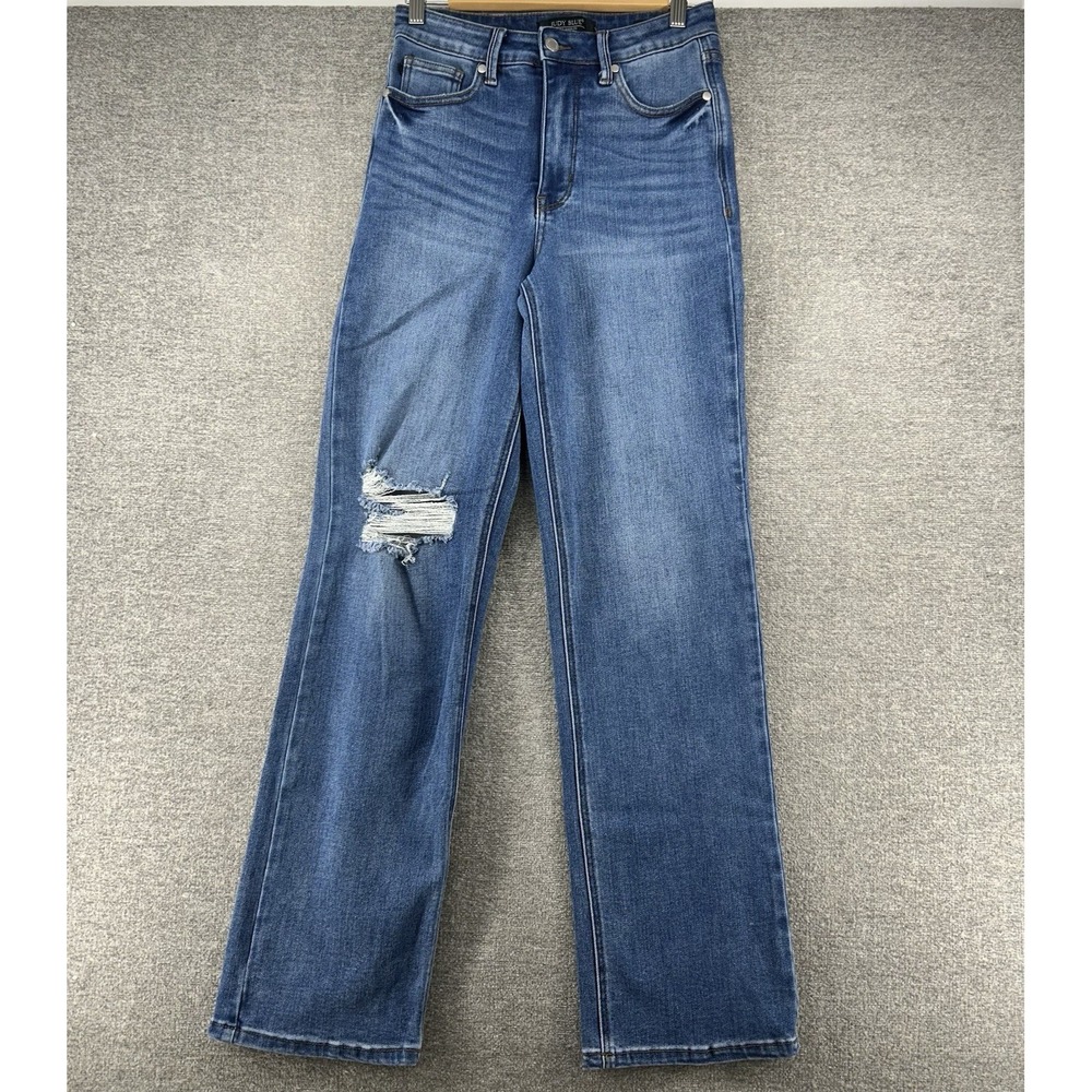Judy Blue Medium Wash Blue Boot Cut Jeans with Knee Distress